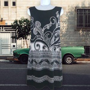 Carole Little Dress Womans 8 Black & White Floral Knee Dress No‎ Sleeves